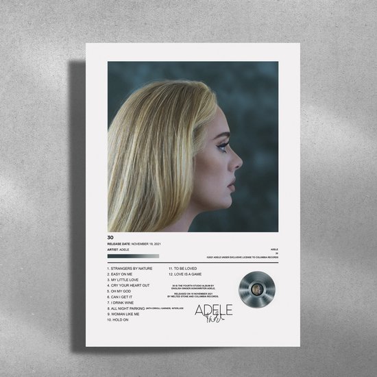 Adele - 30 - Metalen Poster 30x40cm - album cover