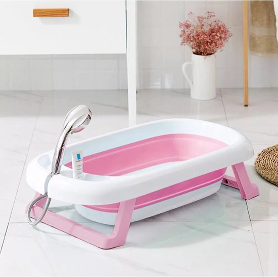 Baby bad Met Net Opvouwbaar - Inklapbaar Babybadje - Anti Slip - Roze van Merkloos — afbeelding 3