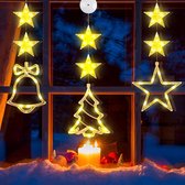 Magische Kerstverlichting Set - 3 LED Zuignaplampen met Ster, Bel & Kerstboom Motieven, Draadloos & Weerbestendig, Ideaal voor Feestelijke Huisdecoratie