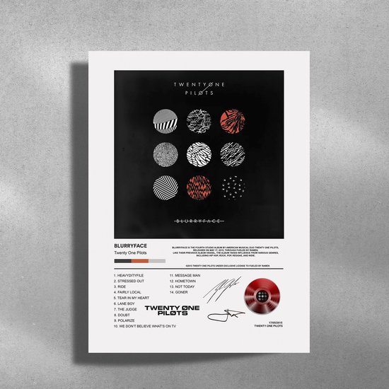 Twenty One Pilots - Blurryface - Metalen Poster 30x40cm - album cover