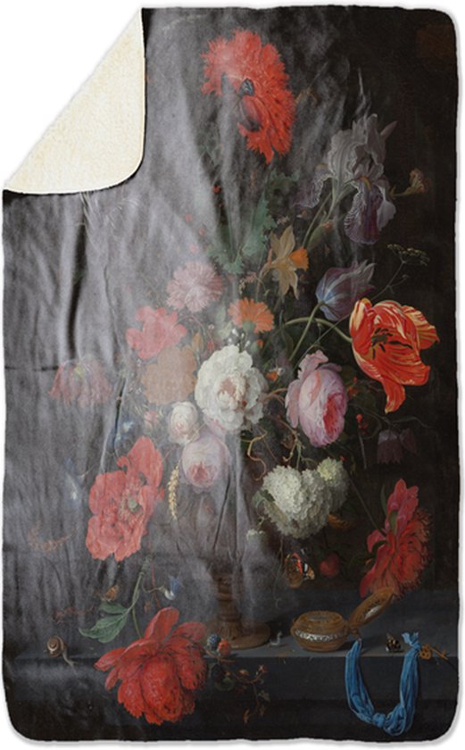 Fleecedeken bloemen3, FD2023809, 96x146cm, Polyester Sherpa