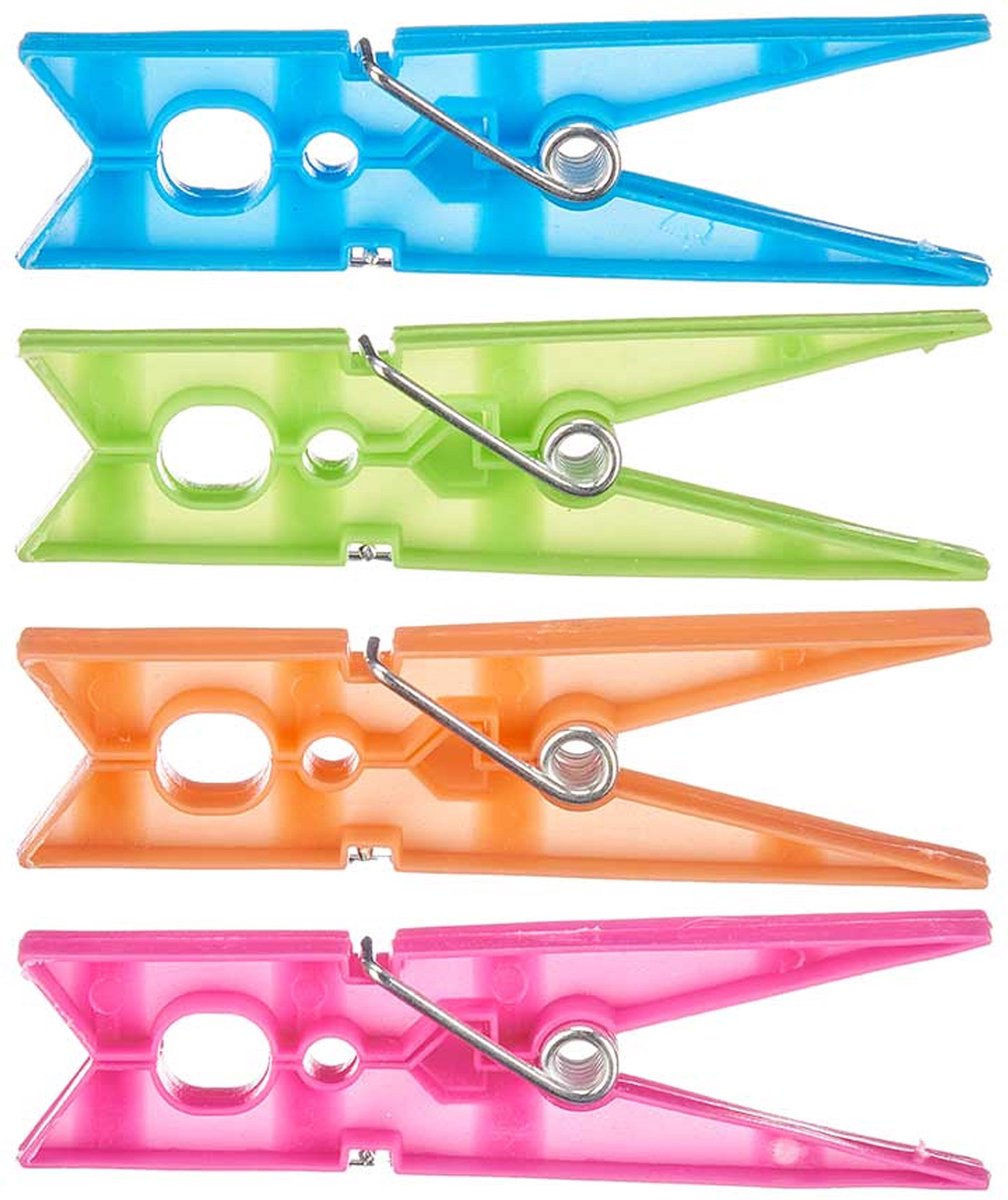 Goedkoopste Wasknijpers - 24x stuks - kleurenmix fel - kunststof - groot formaat van 8 cm