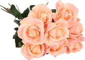Top Art Kunstbloemen boeket roos Caroline - 10x - roze - 70 cm - zijde - decoratie bloemen