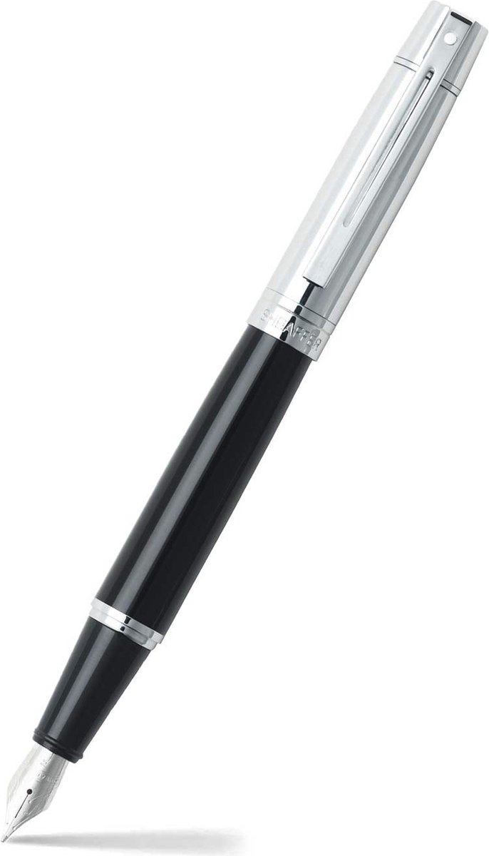 Sheaffer vulpen - 300 - glanzend zwart met chroom - penpunt F - inclusief converter voor vulling