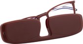 ReadEasy Leesbril in Ultra Dunne Etui - Sterkte +1,5 - TR90 Montuur - Geen Kapotte Bril Meer - Bruin - Modern
