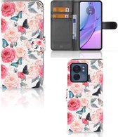 Smartphone Hoesje Geschikt voor Motorola Edge 40 Flipcase Cadeautjes voor Moederdag Butterfly Roses