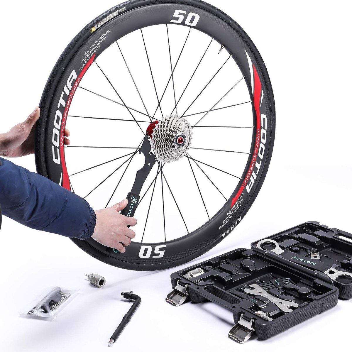 cyclists Kit de réparation de vélo pour vélo - Mallette à Outils de vélo -  Kit d'outils pour vélo - Kit d'outils de réparation - avec étui de  Transport : : Sports