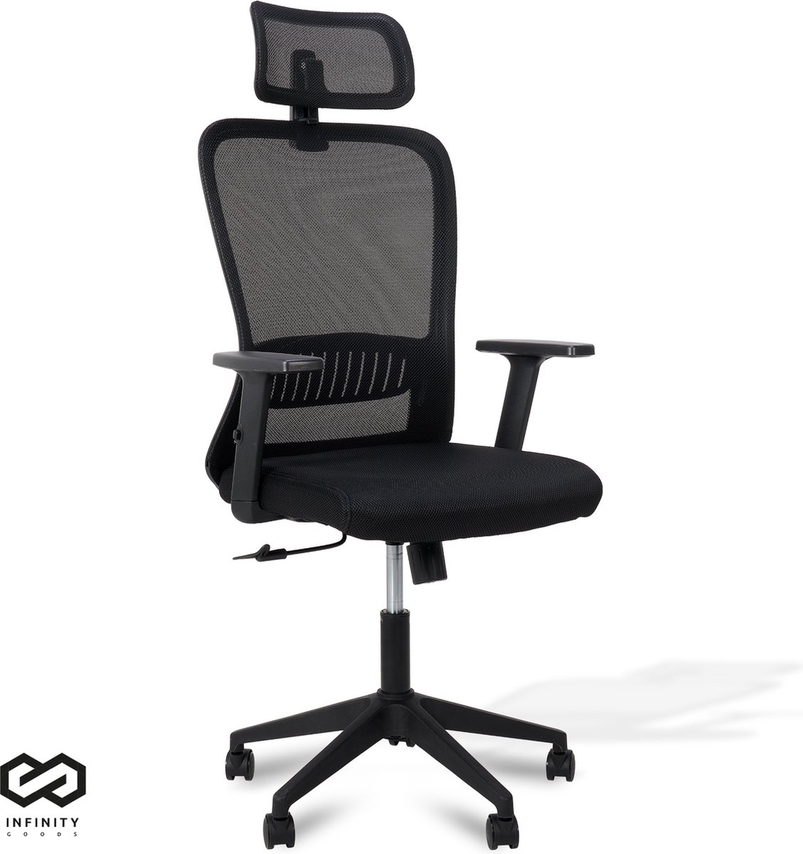 Infinity Goods Ergonomische Bureaustoel - Bureaustoelen Voor Volwassenen - Volledig Verstelbaar - Office Kantoor Chair - Zwart - Infinity Goods