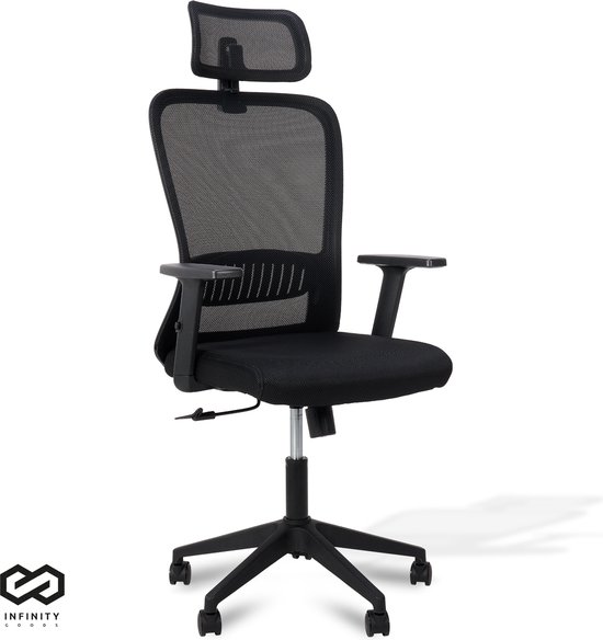 Infinity Goods Ergonomische Bureaustoel - Bureaustoelen Voor Volwassenen - Volledig Verstelbaar - Office Kantoor Chair - Zwart