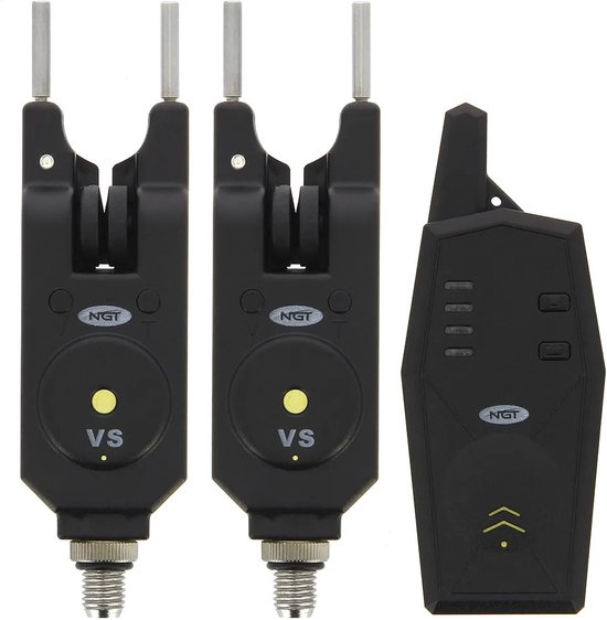NGT Wireless Bite Alarm Set - 2 + 1 - Récepteur sans fil - Comprend des oreilles accrochées - Hauteur et volume réglables - Étanche - Zwart