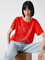Koton 2SAK50253EK Volwassenen Vrouwen T-shirt Single - ROOD/401 - 2XL