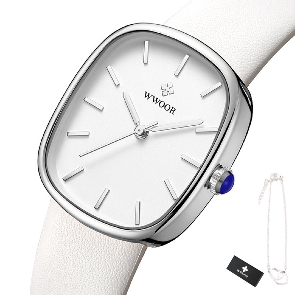 WWOOR - Horloge Dames - Cadeau voor Vrouw - 33 mm - Wit
