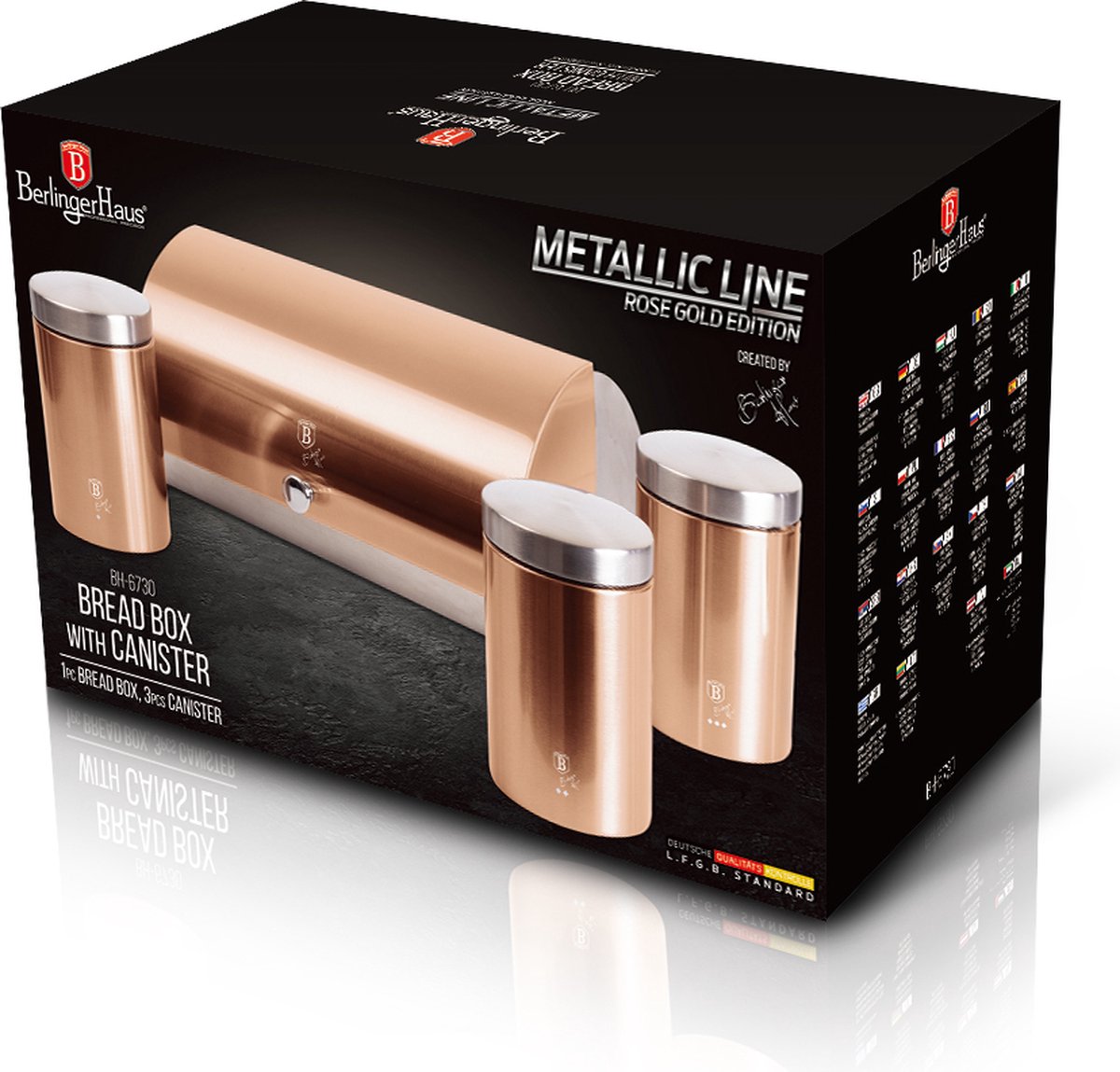 Berlinger Haus Metallic Line- Rose goud Edition brood box, BH/6714 rose goud roestvrij staal 18/8