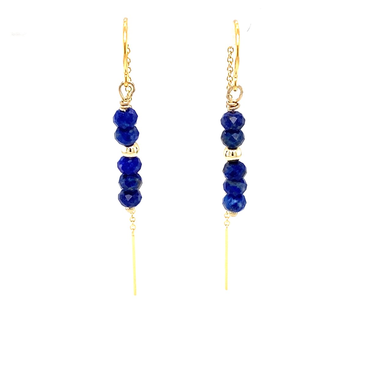 Pat's Jewels Oorbellen Dames -Doortrek oorbel -Oorketting - Edelsteen - Lapis Lazuli - Gold Filled
