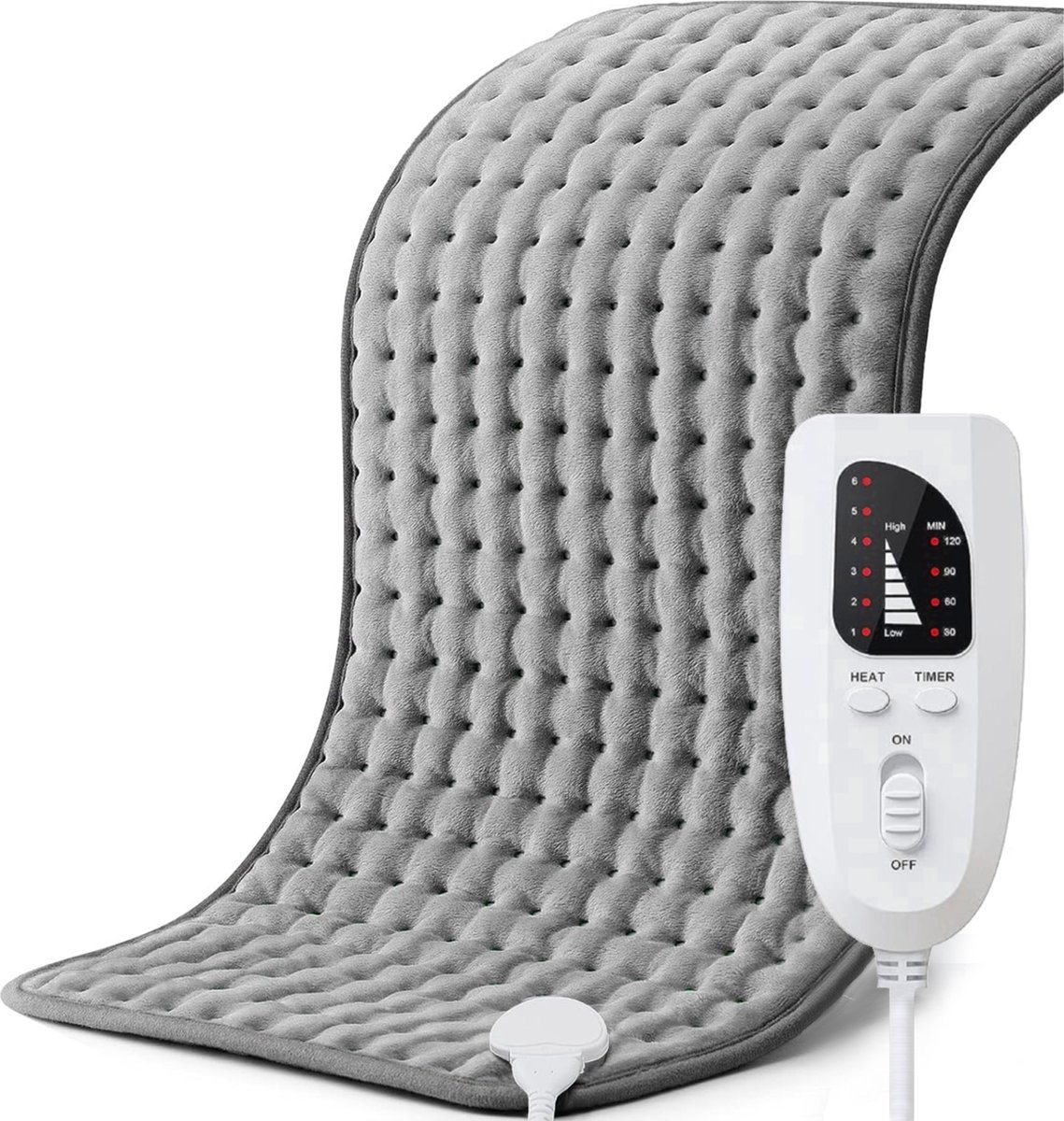 Bol.com BOTC Elektrisch warmtekussen - 76x40 cm - Warmtedeken - 1 persoons - Automatische uitschakeling - Grijs aanbieding