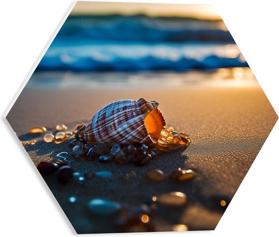 PVC Schuimplaat Hexagon - Schelp - Strand - Zand - Steentjes ...