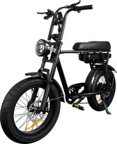 Fat Wheelz - FW4 Black Edition - Fatbike E-bike 250Watt 25 km/h Liserés 20" – 7 vitesses avec alarme