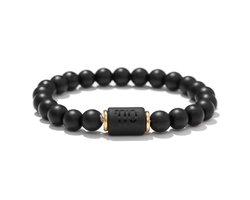 Walletstreet Onyx kralen Armband elastische sieraad- zwarte Agaat Steen- Natuursteen-voor mannen en vrouwen- Kerstcadeau- Ideale geschenk