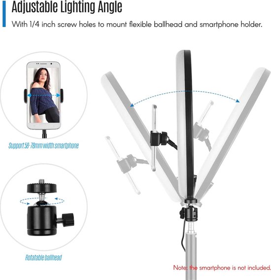 LuminexPro LED Ringlamp 26 cm (12 inch) – Met Statief 2.1 m – Telefoonhouder & Bluetooth Afstandsbediening – Voor TikTok, YouTube, Vlogging & Fotografie