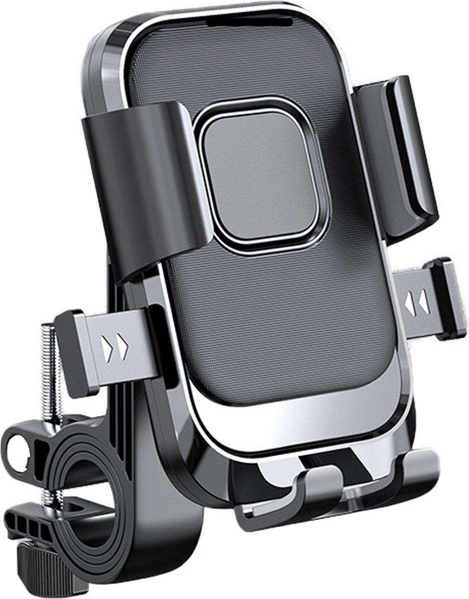 MNCdigi Universele telefoonhouder met stuur-, buisklem geschikt voor fiets motor scooter boot rollator - Tot 9,5 cm brede apparaten of 7.2 inch schermdiagonaal Apple iPhone Samsung Huawei Xiaomi Oppo Vivo Motorola, etc.