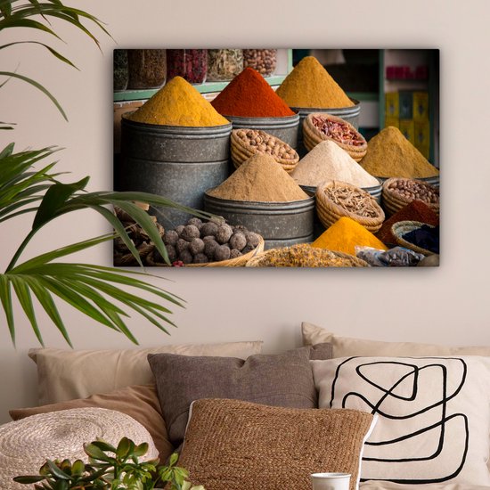 Tableau sur toile Herbes - Ton - Épices - Jaune - Marron - 60x40 cm - Décoration murale