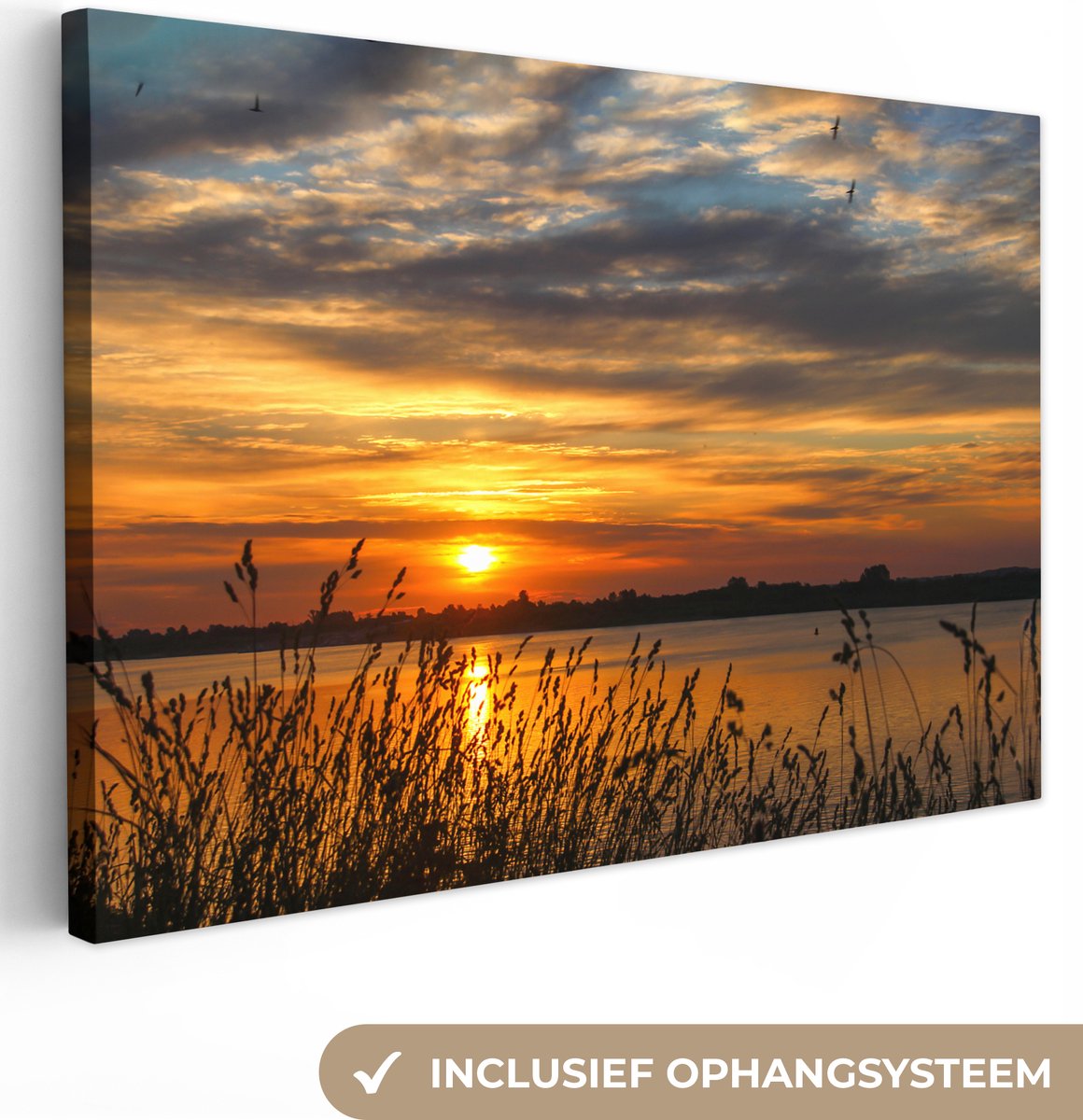 Canvas schilderij zonsondergang 120x80 - Kamer decoratie accessoires - Schilderijen woonkamer natuur horizon - Wanddecoratie slaapkamer - Muurdecoratie keuken - Wanddoek interieur binnen - Woondecoratie huis - Woonaccessoires