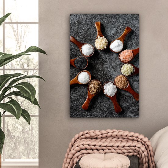 Impression sur Toile Cuillère - Herbes - Épices - Cuisine - Industriel - 40x60 cm - Décoration murale