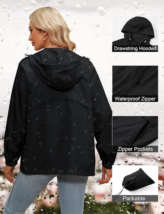 Veste Imperméable Femme Léger Respirant - Trench à Capuche Pour Randonnée, Camping, Printemps/automne - 6