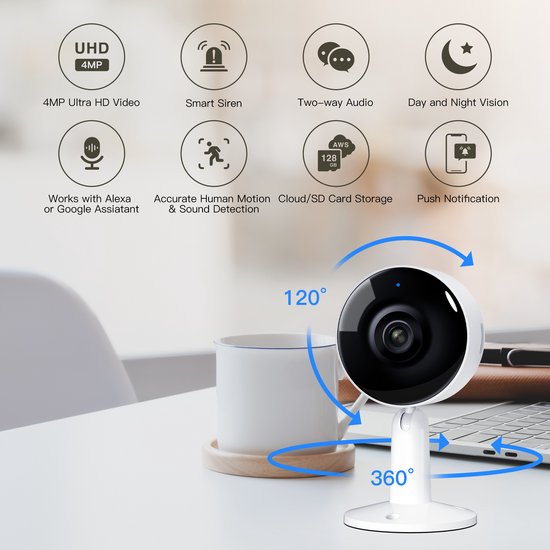 Arenti IN1Q - 4MP - Bewakingscamera - Beveiligingscamera binnen - 4MP Ultra HD Resolutie - Wifi camera - Kleur zwart van Arenti — afbeelding 4