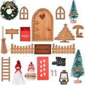 Kabouterdeur Accessoires - Kerstset - Kerstkabouter - Deurset - Kerstdecoratie - Elfdeur - Houten Kabouter - Feeëndeurset voor Kinderen - Cadeauset