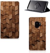 Book Wallet Case geschikt voor Samsung Galaxy S9 Wooden Cubes