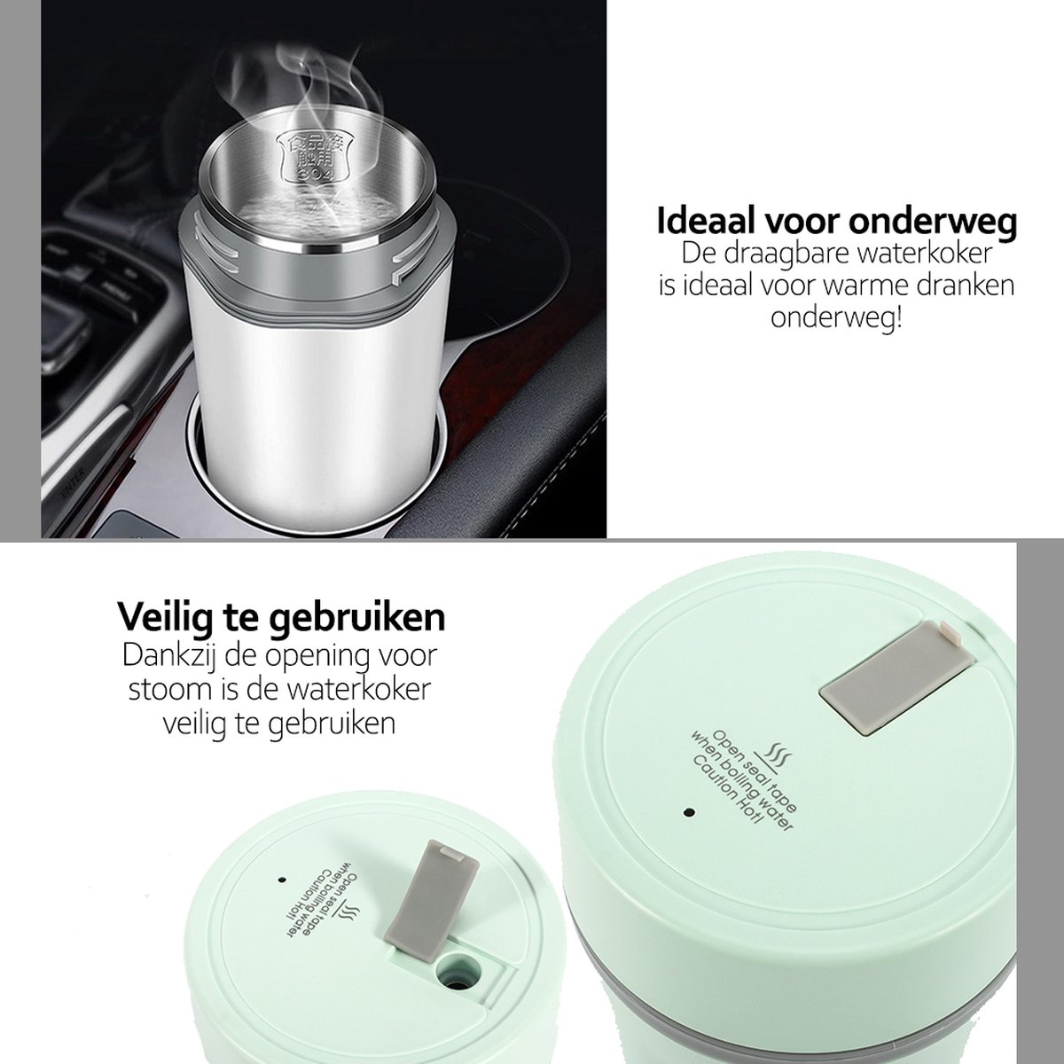 Draagbare waterkoker, 500 ml, 300 W, USB-reiswaterkoker, flessenwarmer voor babyvoeding, thee en koffie