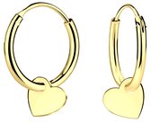 Joy|S - Zilveren hartje bedel oorbellen - oorringen - t52 - 14k goudplating