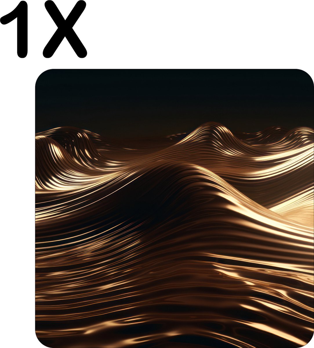 BWK Flexibele Placemat - Gouden Golven - Set van 1 Placemats - 40x40 cm - PVC Doek - Afneembaar