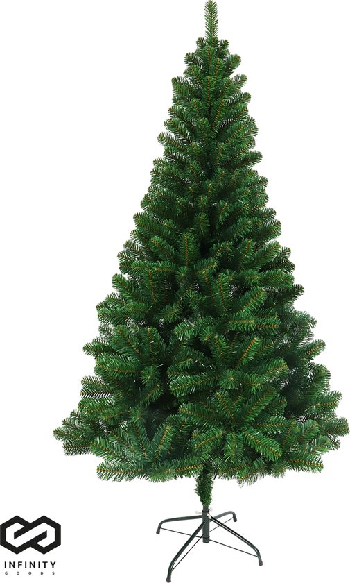 Infinity Goods Kunstkerstboom - 180 cm - Realistische Kunststof Kerstboom - Metalen Standaard - Zonder Verlichting - Groen