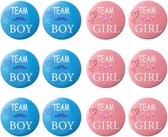 12 buttons Team Boy en Team Girl 4,5 cm - geboorte - babyshower - genderreveal - team boy - team girl - button