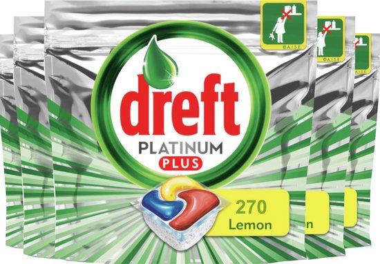 Dreft Platinum Plus Vaatwastabletten Lemon - 270 stuks (15x18) - Voordeelverpakking