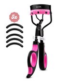 IBBO® - Professionele Wimperkruller met 5 Siliconen Pads – Wimpers – Krullen – Wimperkruller Pads – Zwart en roze