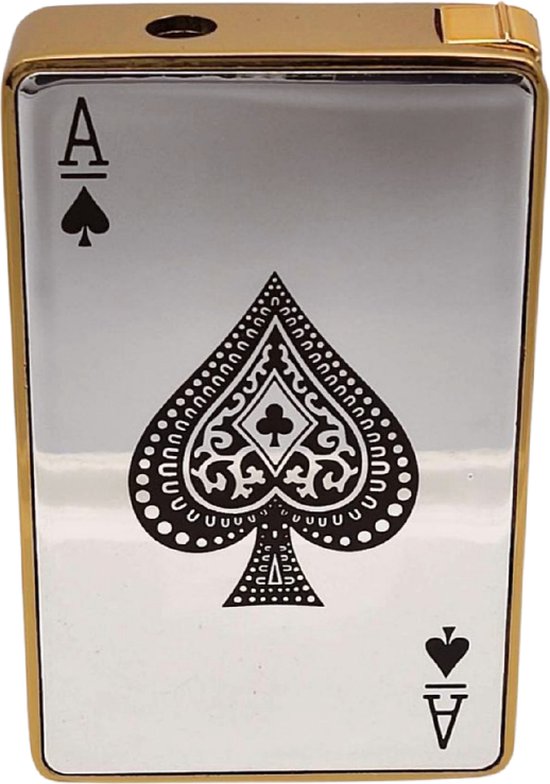 Briquet de cartes à jouer Poker - Or, Argent et Zwart - Briquet à gaz