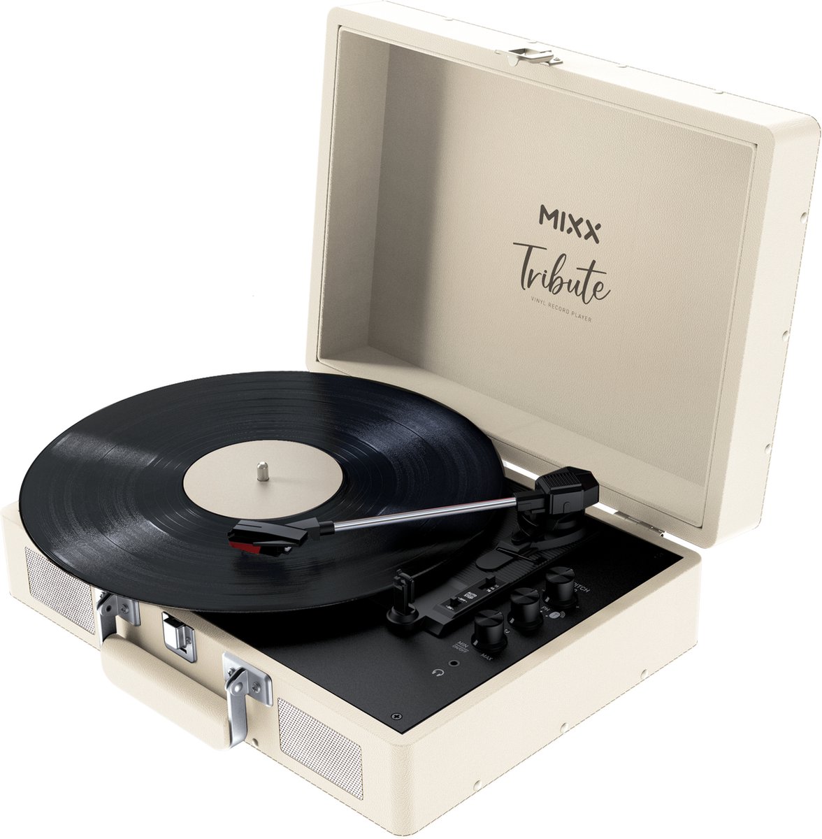 Mixx Tribute Stereo - Vinyl Platenspeler - Bluetooth In/Out & Ingebouwde Speakers - Crème