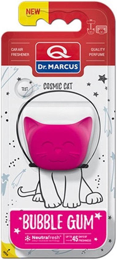 Dr. Marcus Bubble Gum Cosmic Cat autogeurtje met neutrafresh technologie - Luchtverfrisser auto - Tot 45 dagen geurverspreiding - 20 Gram