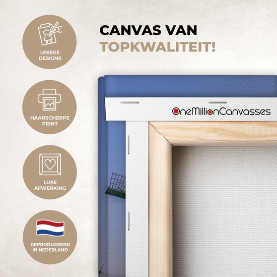 Peinture sur toile Moulins à vent aux Nederland - 50x50 cm - Décoration murale