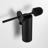Wc-borstel en houder wandmontage, staande toiletborstel met langere handgreep, toiletborstels voor het toilet, zwart