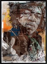 Jimi Hendrix 02 print 51x71 cm *ingelijst & gesigneerd