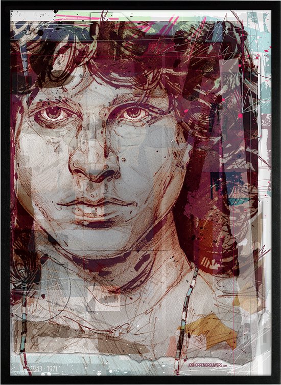 Jim Morrison print 51x71 cm *ingelijst & gesigneerd