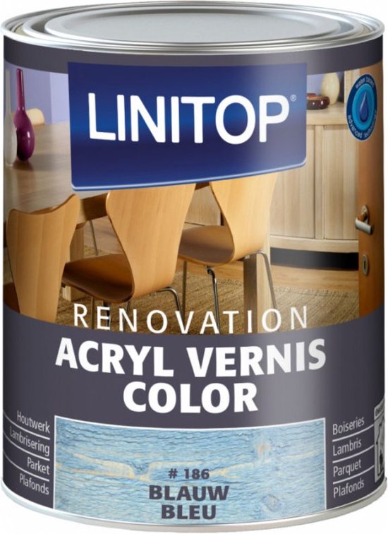 Linitop Acryl Vernis Color 250 ml Kleur 186 Blauw