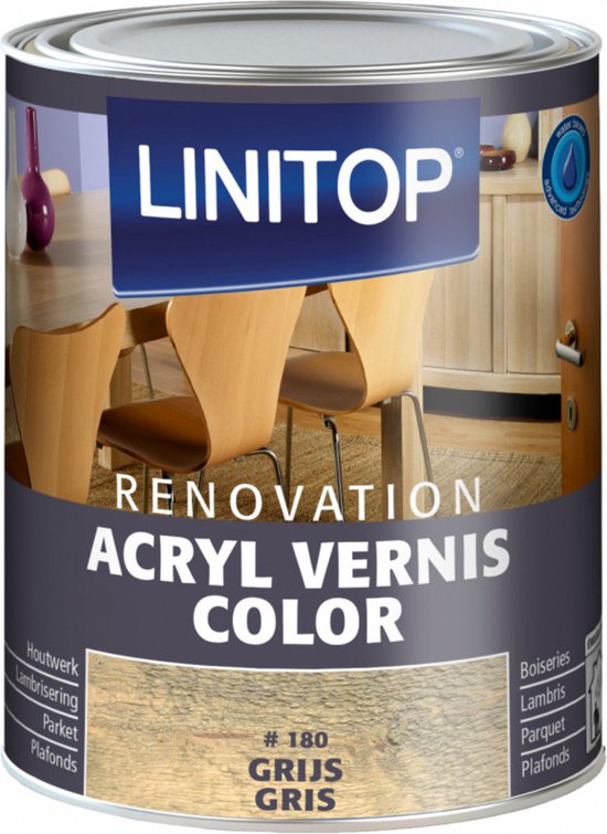 Linitop Acryl Vernis Color 250 ml Kleur 180 Grijs