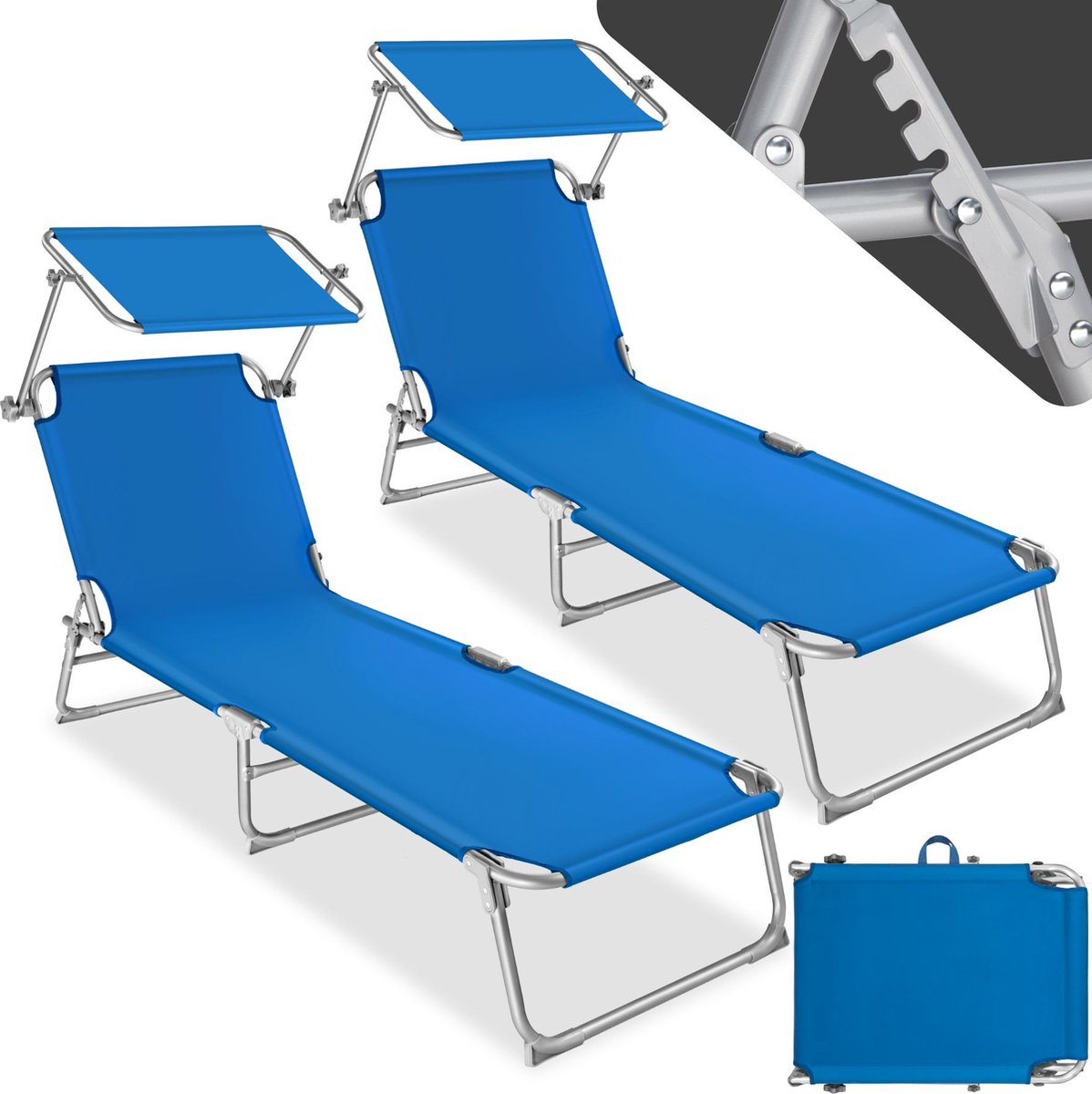 Zwembad Tuin Volwassenen TecTake® Chloé Set Van 2 Ligstoelen- Inklapbaar- 4 Posities- Kussens- Hoofdsteun- Waterafstotend- Voor Tuin- Terras- Balkon- Zwembad En Strand - Div Kleuren Ligbed Tuin