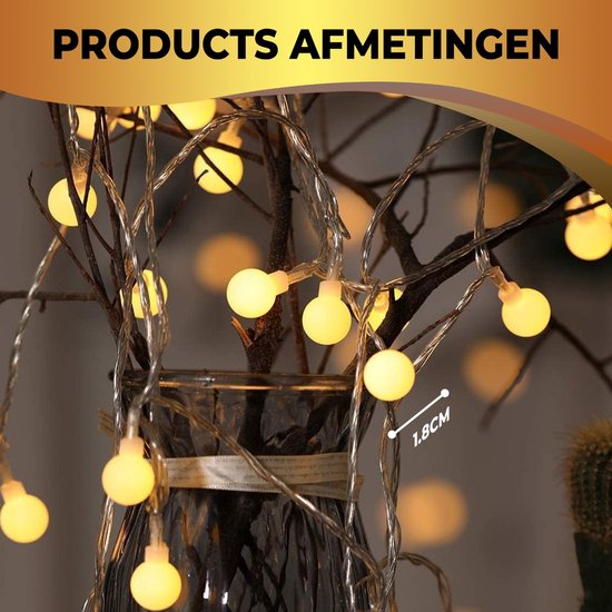Homèlle Lichtsnoer - Kerstverlichting buiten & binnen - Warm-wit - 3 Meter - 20 LEDs - Homèlle