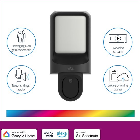WiZ Slimme lamp met Camera voor buiten - Bedrade camera - Koppel met WiZ slimme verlichting - Beweging- en geluidsdetectie -Wi-Fi van WiZ — afbeelding 3